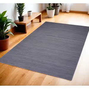 Photo of Navy Blue Abstract Washable Area Rug