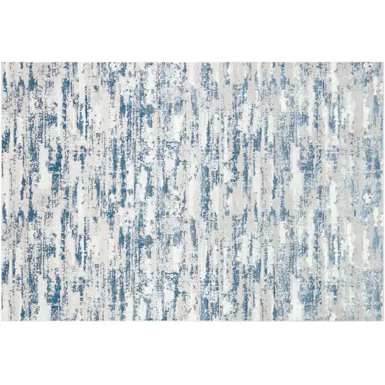 Navy Blue Abstract Washable Non Skid Area Rug With Fringe Photo 3