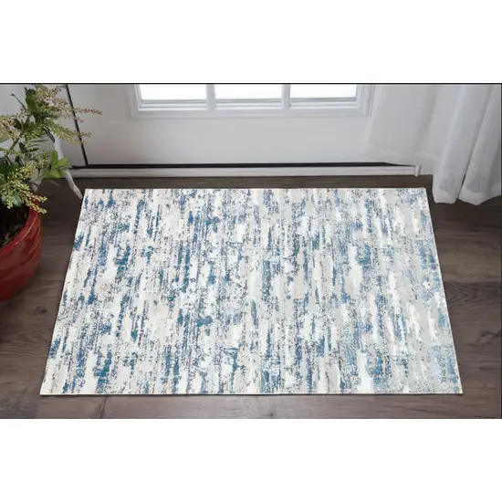 Blue and Gray Abstract Washable Non Skid Area Rug Photo 8