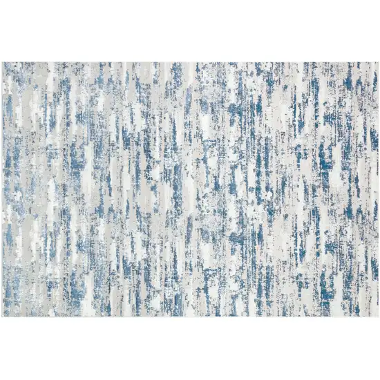 10' Blue and Off White Abstract Washable Non Skid Runner Area Rug Photo 3