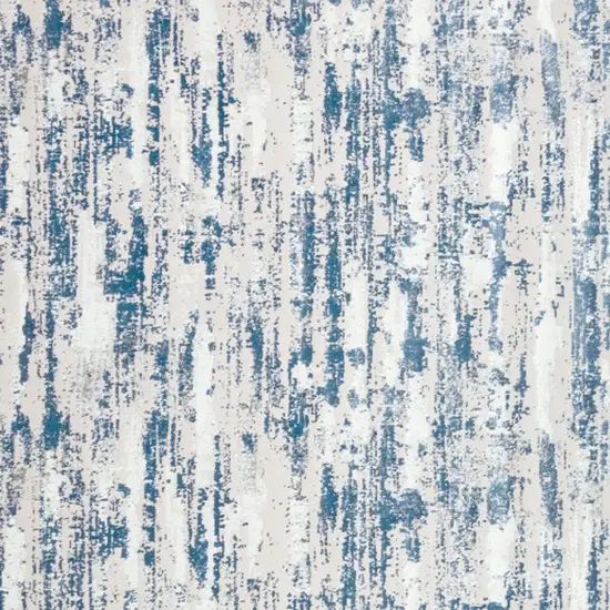 10' Blue and Off White Abstract Washable Non Skid Runner Area Rug Photo 7