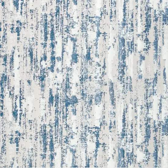 10' Blue and Off White Abstract Washable Non Skid Runner Area Rug Photo 5