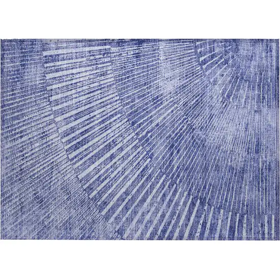 Navy Blue Abstract Washable Non Skid Indoor Outdoor Area Rug Photo 2