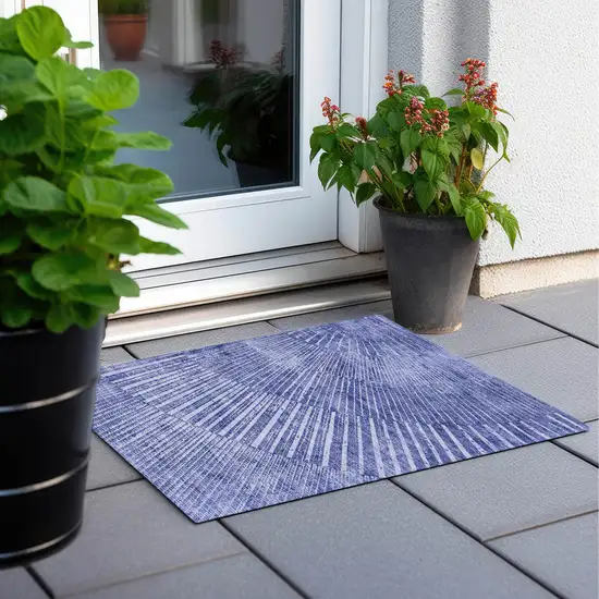 Navy Blue Abstract Washable Non Skid Indoor Outdoor Area Rug Photo 8