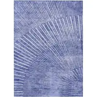 Photo of Navy Blue Abstract Washable Non Skid Indoor Outdoor Area Rug