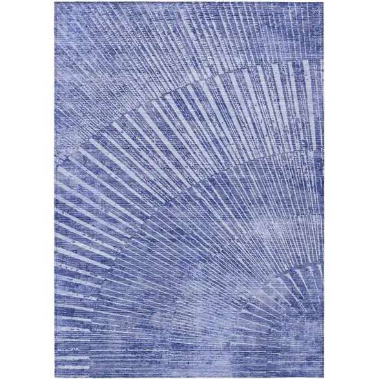 Navy Blue Abstract Washable Non Skid Indoor Outdoor Area Rug Photo 2