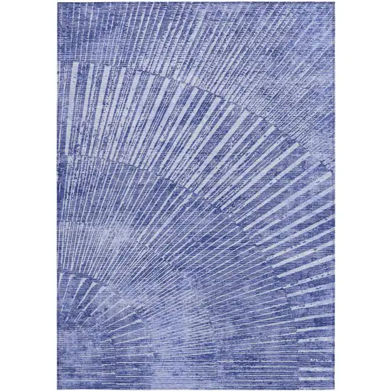 Navy Blue Abstract Washable Non Skid Indoor Outdoor Area Rug Photo 5