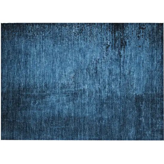 Navy Blue Abstract Washable Non Skid Indoor Outdoor Area Rug Photo 2