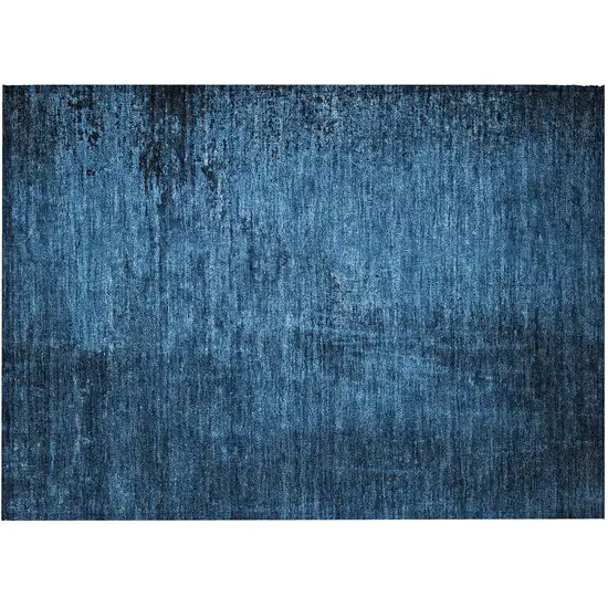 Navy Blue Abstract Washable Non Skid Indoor Outdoor Area Rug Photo 5