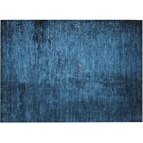 Navy Blue Abstract Washable Non Skid Indoor Outdoor Area Rug Photo 5