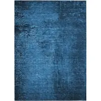 Photo of Navy Blue Abstract Washable Non Skid Indoor Outdoor Area Rug