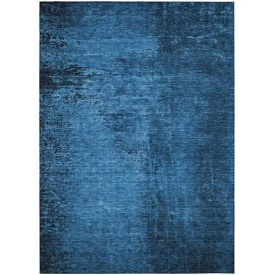 Navy Blue Abstract Washable Non Skid Indoor Outdoor Area Rug Photo 2