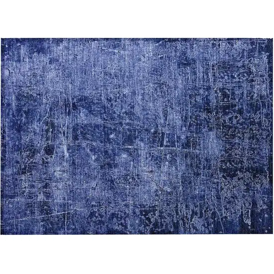 Navy Blue Abstract Washable Non Skid Indoor Outdoor Area Rug Photo 5