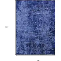 Photo of Navy Blue Abstract Washable Non Skid Indoor Outdoor Area Rug