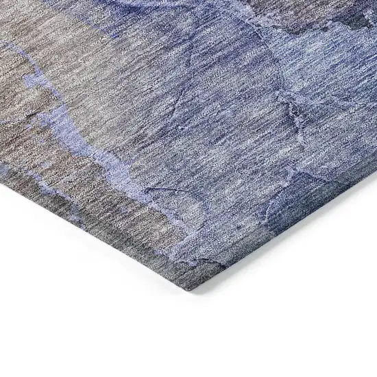 Navy Blue And Beige Abstract Washable Indoor Outdoor Area Rug Photo 4