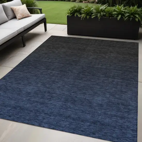 Navy Blue And Charcoal Abstract Washable Indoor Outdoor Area Rug Photo 1