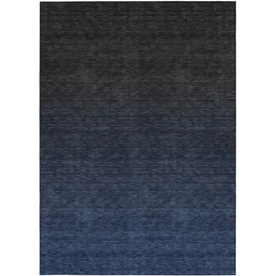 Navy Blue And Charcoal Abstract Washable Indoor Outdoor Area Rug Photo 7