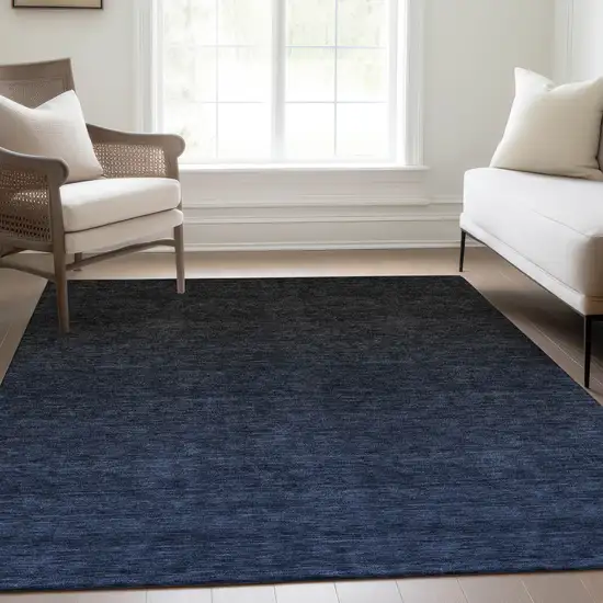 Navy Blue And Charcoal Abstract Washable Indoor Outdoor Area Rug Photo 8