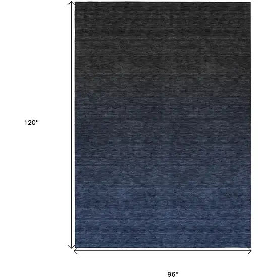 Navy Blue And Charcoal Abstract Washable Indoor Outdoor Area Rug Photo 3