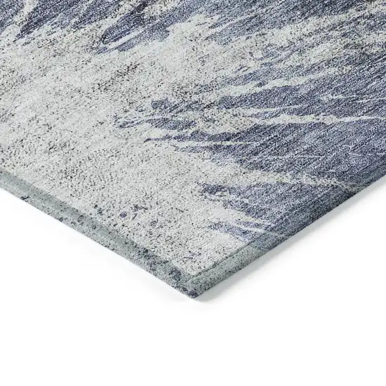 Navy Blue And Denim Blue Abstract Washable Indoor Outdoor Area Rug Photo 3