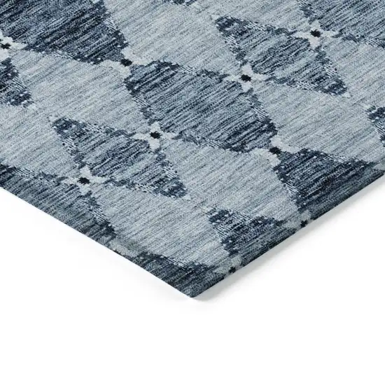 Navy Blue And Denim Blue Moroccan Washable Indoor Outdoor Area Rug Photo 4