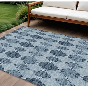 Photo of Navy Blue And Denim Blue Moroccan Washable Indoor Outdoor Area Rug