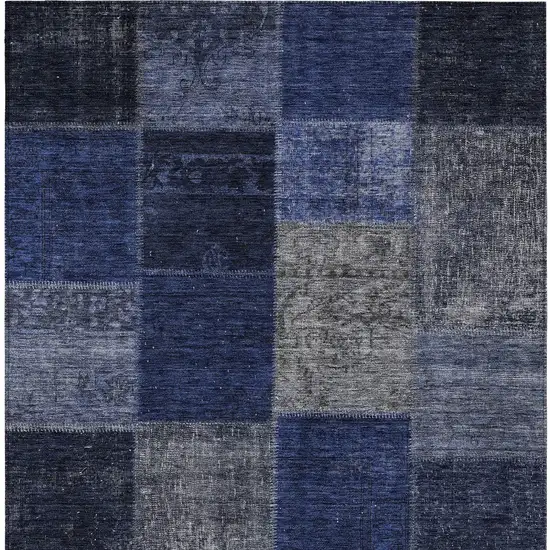 Navy Blue And Denim Blue Patchwork Washable Indoor Outdoor Area Rug Photo 7