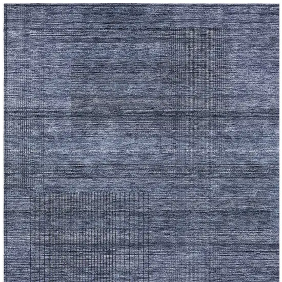 Navy Blue And Gray Striped Washable Indoor Outdoor Area Rug Photo 6