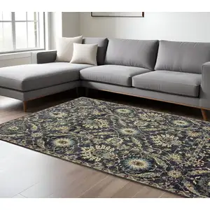 Photo of Navy Blue And Ivory Oriental Area Rug