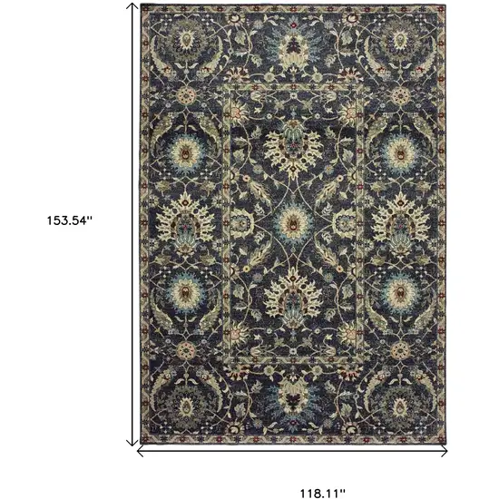 Navy Blue And Ivory Oriental Area Rug Photo 3