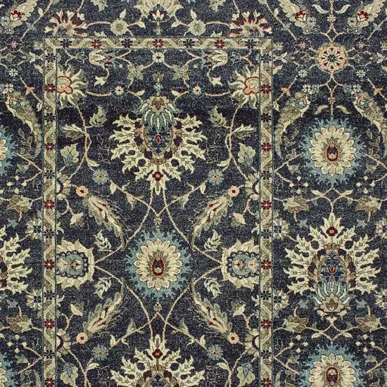 Navy Blue And Ivory Oriental Area Rug Photo 6