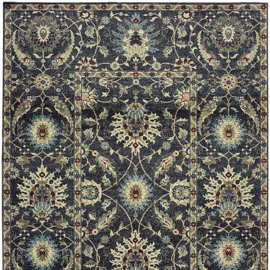 Navy Blue And Ivory Oriental Area Rug Photo 4