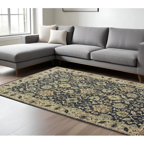 Navy Blue And Ivory Oriental Area Rug Photo 1