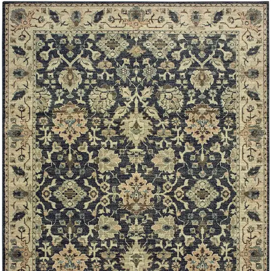 Navy Blue And Ivory Oriental Area Rug Photo 4