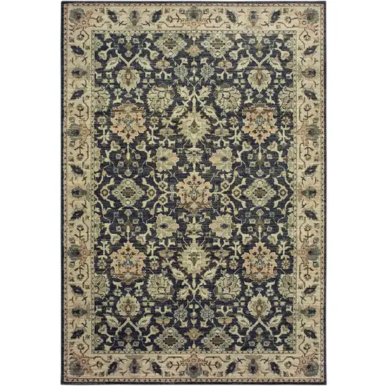 Navy Blue And Ivory Oriental Area Rug Photo 2