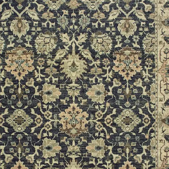 Navy Blue And Ivory Oriental Area Rug Photo 6