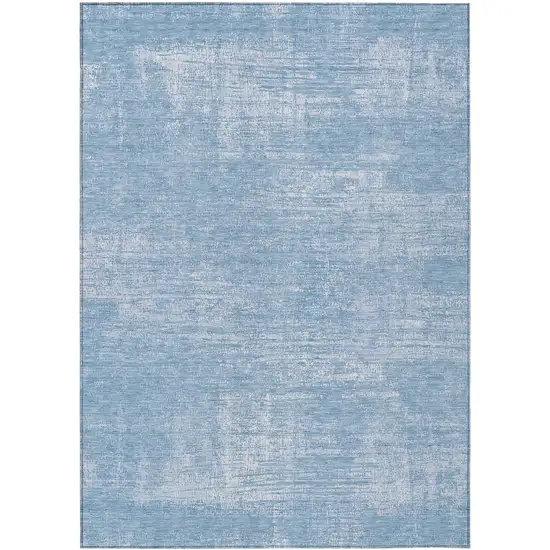 Navy Blue And Sky Blue Abstract Washable Indoor Outdoor Area Rug Photo 2