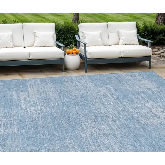 Navy Blue And Sky Blue Abstract Washable Indoor Outdoor Area Rug Photo 1