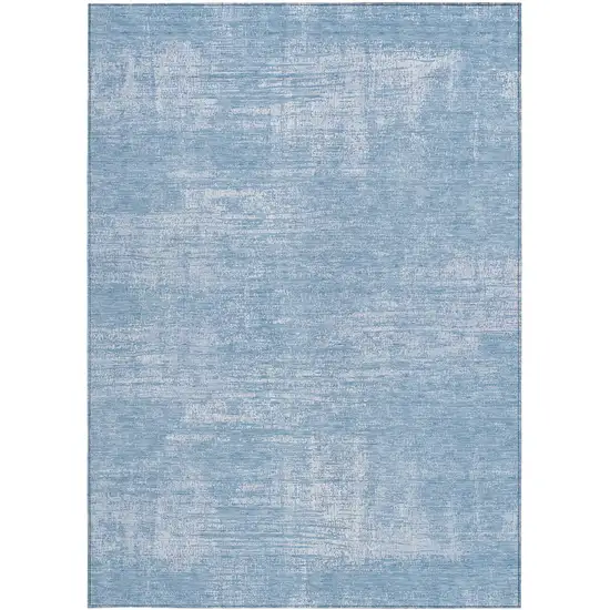 Navy Blue And Sky Blue Abstract Washable Indoor Outdoor Area Rug Photo 6