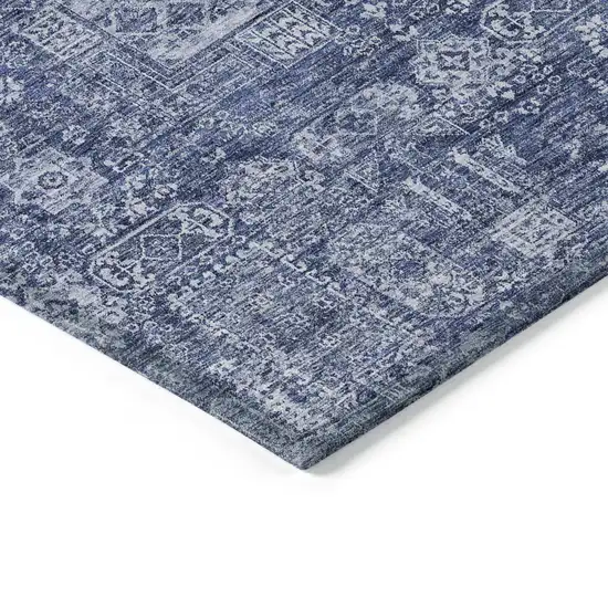 Navy Blue And Sky Blue Oriental Washable Indoor Outdoor Area Rug Photo 6