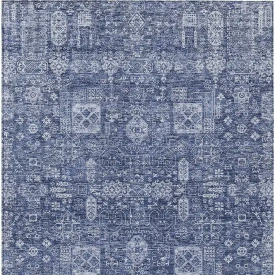 Navy Blue And Sky Blue Oriental Washable Indoor Outdoor Area Rug Photo 3