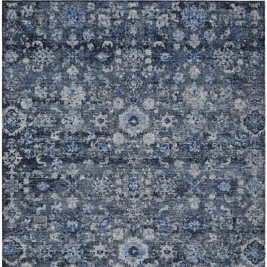 Navy Blue And Sky Blue Oriental Washable Indoor Outdoor Area Rug Photo 6