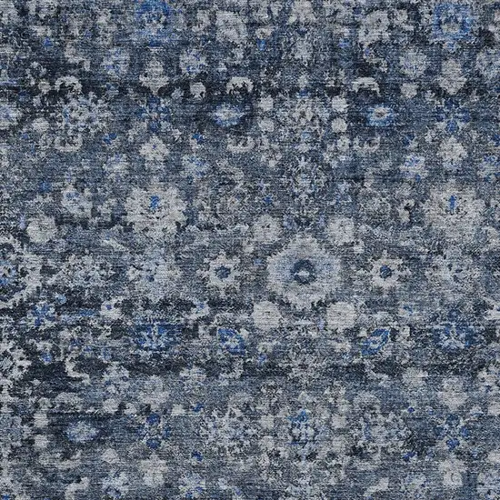 Navy Blue And Sky Blue Oriental Washable Indoor Outdoor Area Rug Photo 5