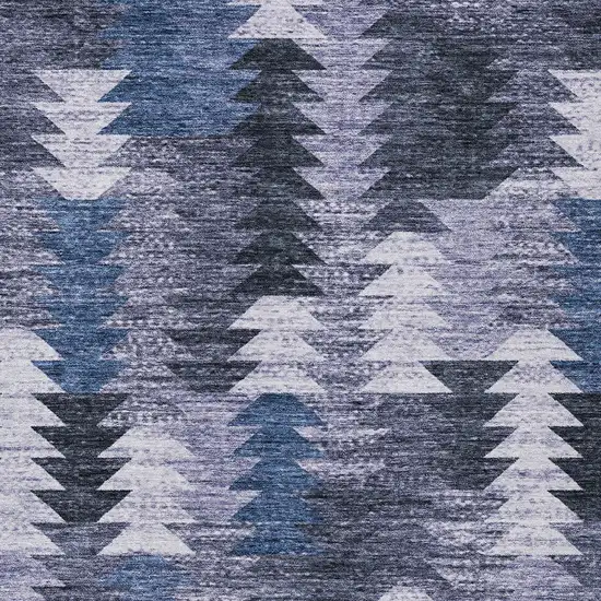 Navy Blue And Sky Blue Southwestern Washable Indoor Outdoor Area Rug Photo 5