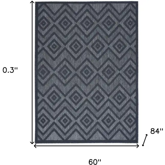 Navy Blue Argyle Indoor Outdoor Area Rug Photo 5