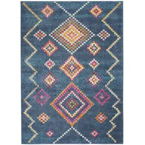 Photo of Navy Blue Berber Pattern Area Rug