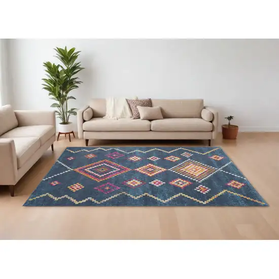 Navy Blue Southwestern Berber Area Rug Photo 1