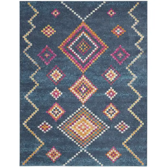 Navy Blue Berber Pattern Area Rug Photo 1