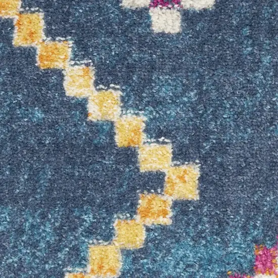 Navy Blue Berber Pattern Runner Rug Photo 2