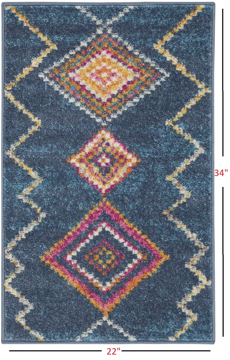 Navy Blue Berber Pattern Scatter Rug Photo 3